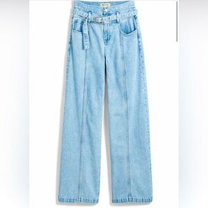 Madewell Belted Wide-Leg Baggy Jeans Light Wash‎ Size 31 NWT